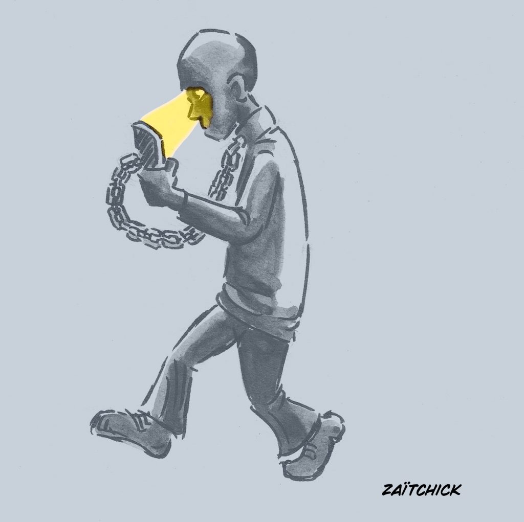 dessin presse humour addiction image drôle téléphone portable