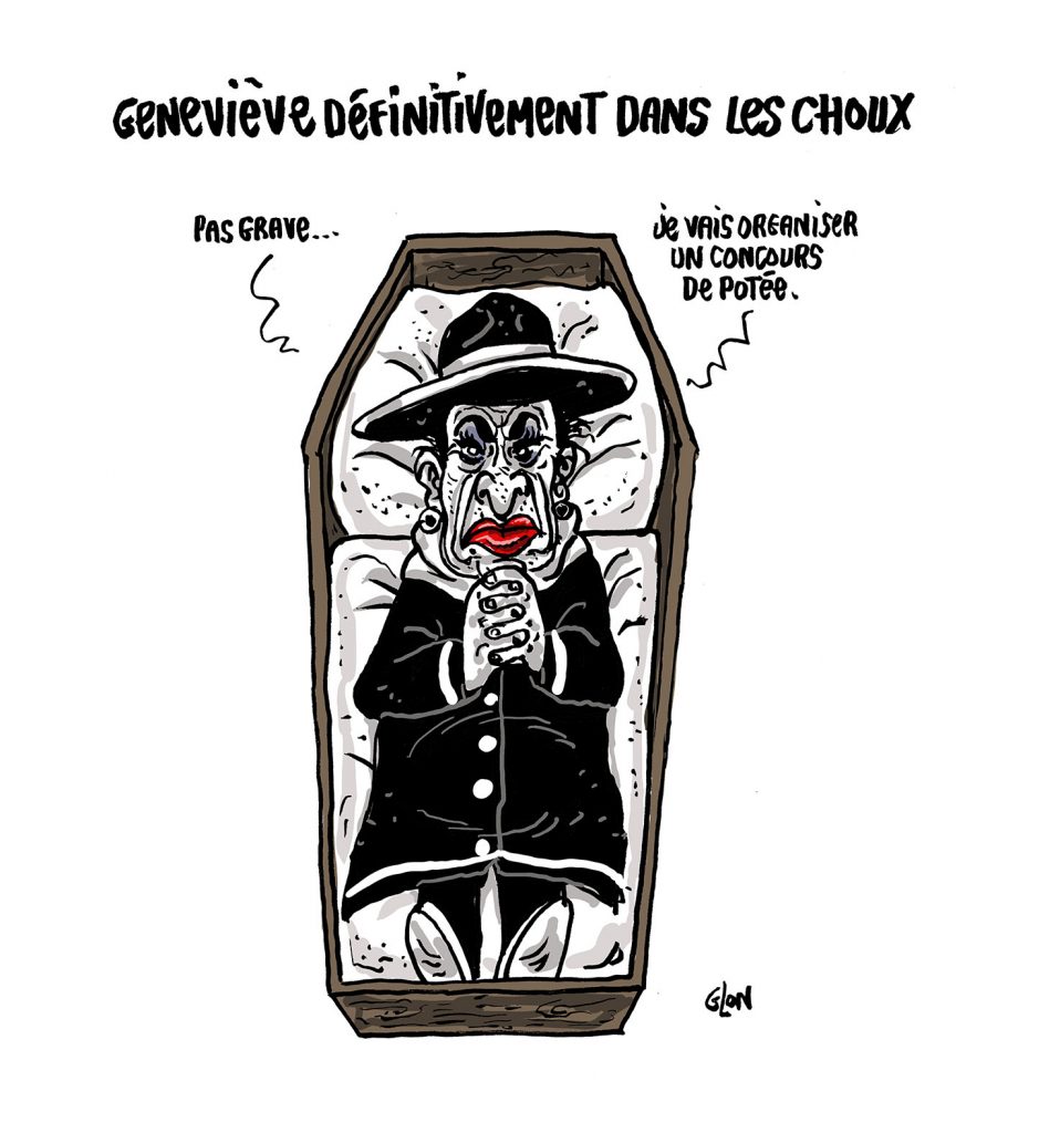 dessin presse humour décès image drôle Geneviève de Fontenay