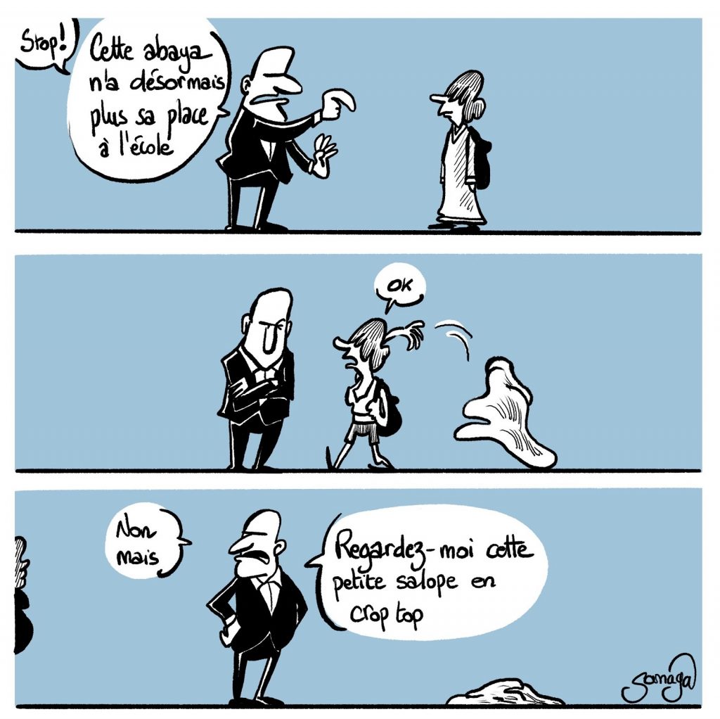 dessin presse humour interdiction image drôle abaya école