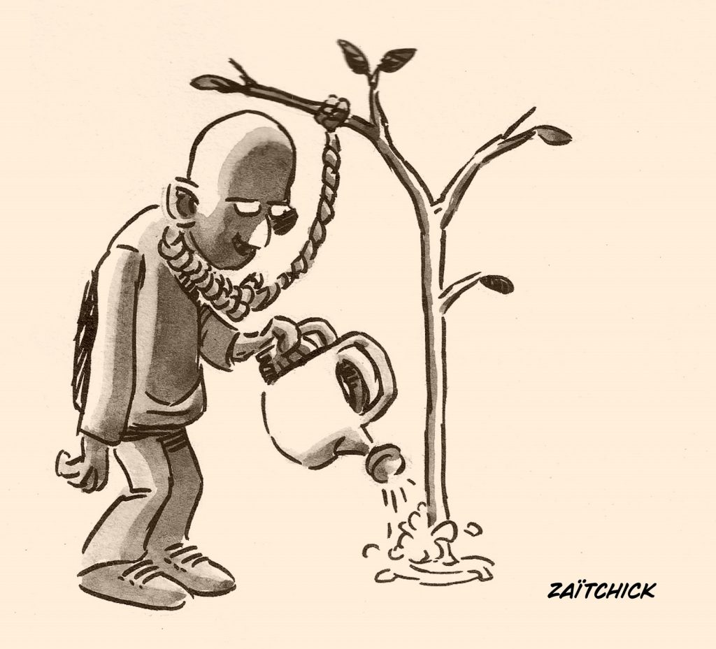dessin presse humour jardinier image drôle suicide