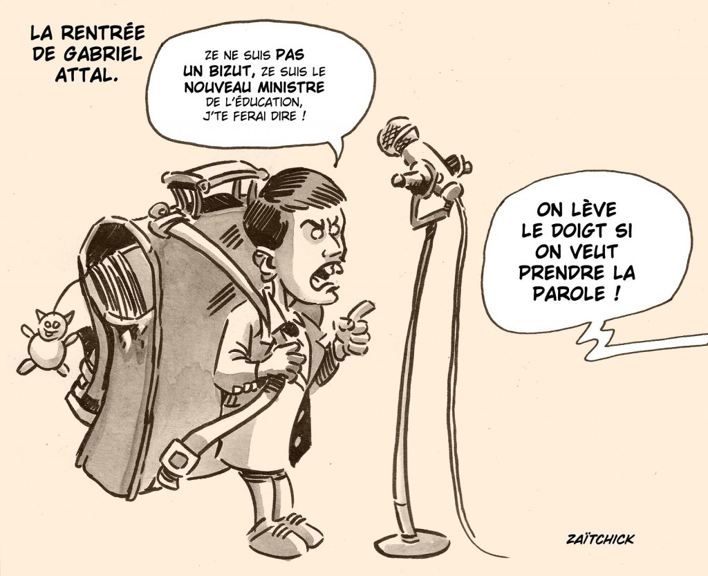 dessin presse humour rentrée scolaire image drôle Gabriel Attal