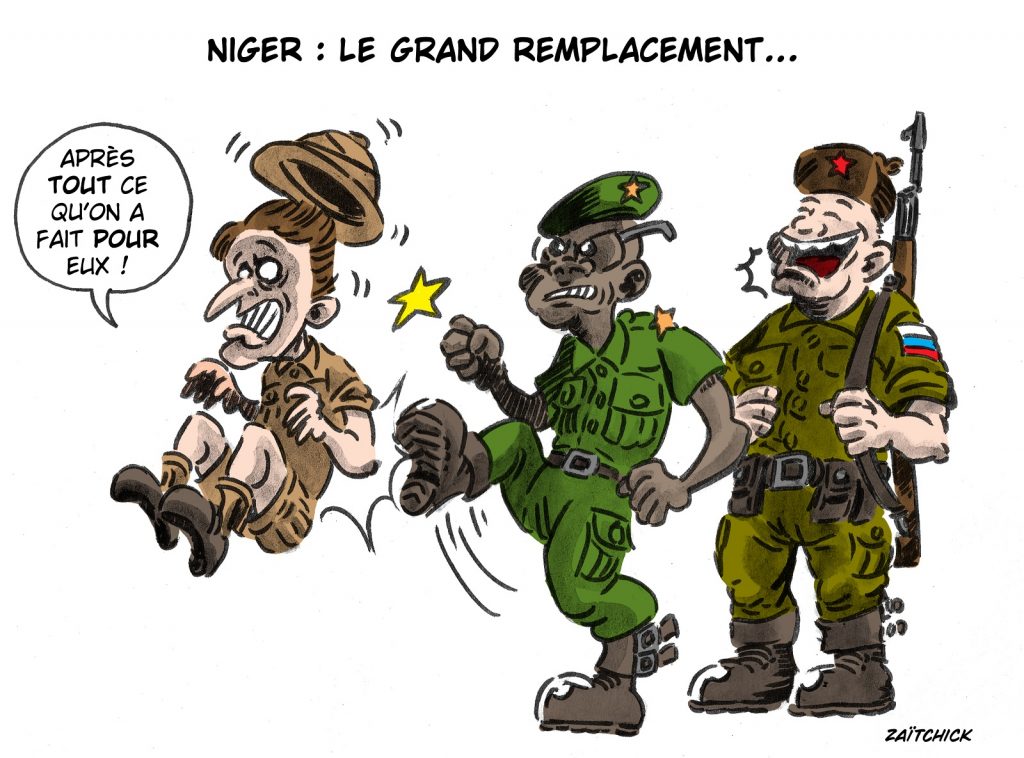 dessin presse humour Macron image drôle coup d’état Niger