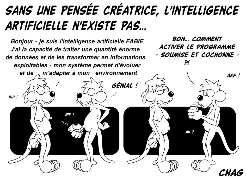 dessin humoristique pensée créatrice image drôle intelligence artificielle sexe