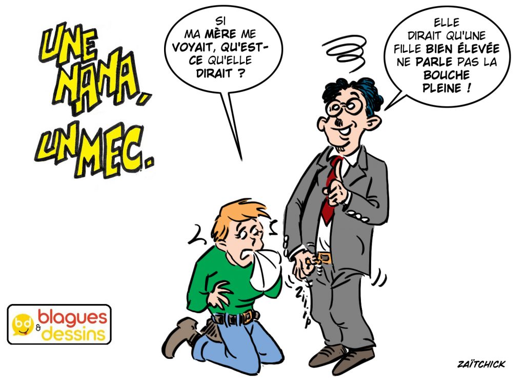 blague dessin humour mec nana homme femme gars fellation bouche pleine