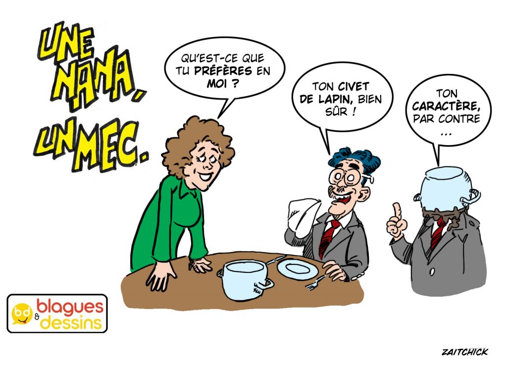 blague dessin humour mec nana homme femme gars civet lapin susceptibilité