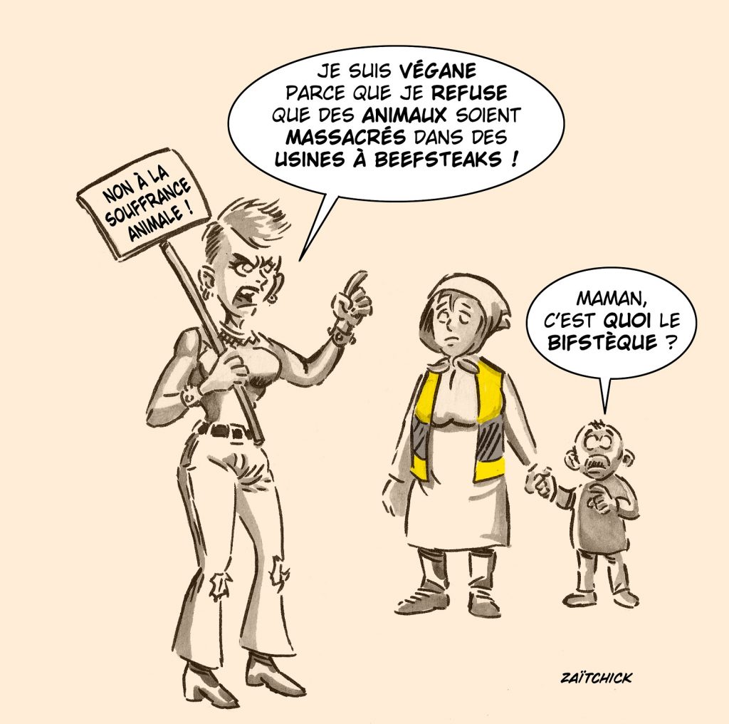 dessin presse humour véganisme image drôle pauvreté