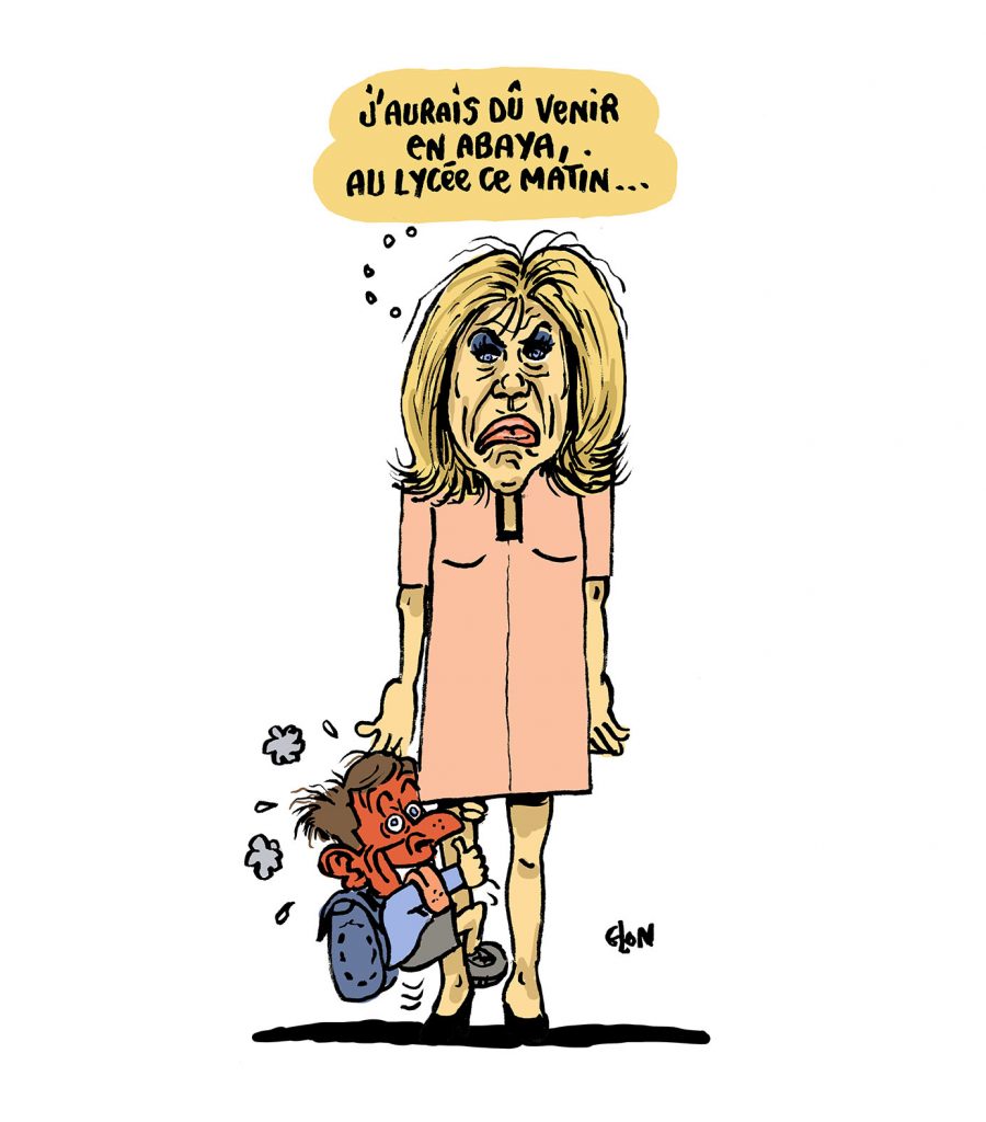 dessin presse humour Brigitte Macron image drôle interdiction abaya