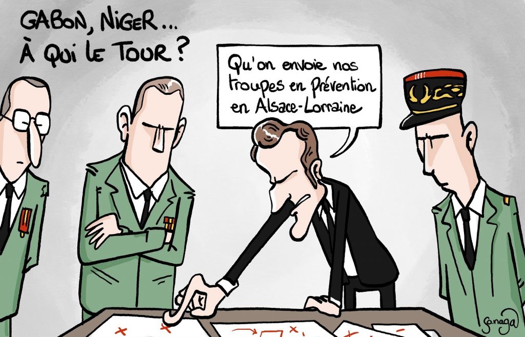 dessin presse humour Emmanuel Macron image drôle révoltes Afrique