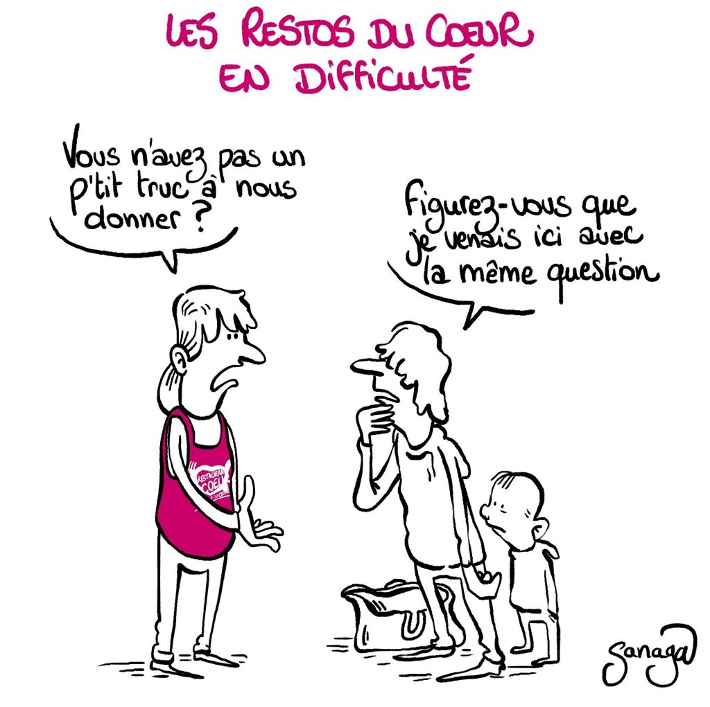 dessin presse humour difficultés financières Restos du Cœur image drôle augmentation pauvreté