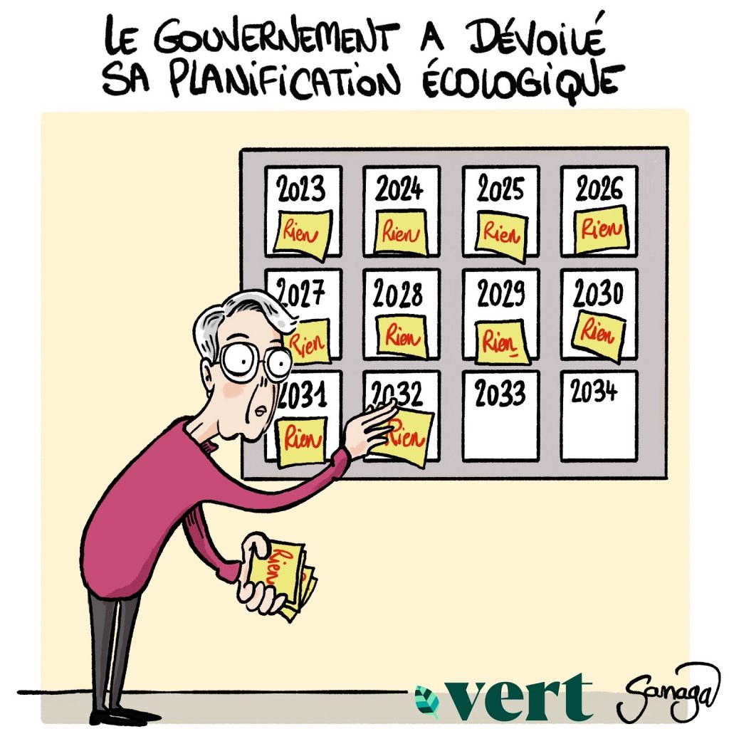 dessin presse humour Élisabeth Borne image drôle planification écologique