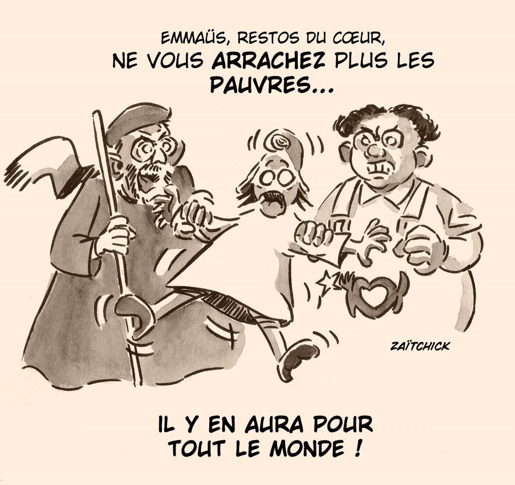 dessin presse humour Emmaüs Restos du Cœur image drôle augmentation pauvreté