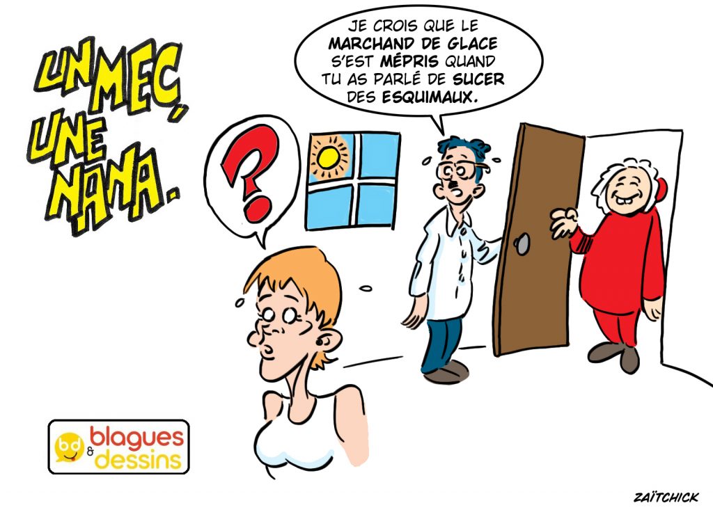 blague dessin humour mec nana homme femme sucer esquimau