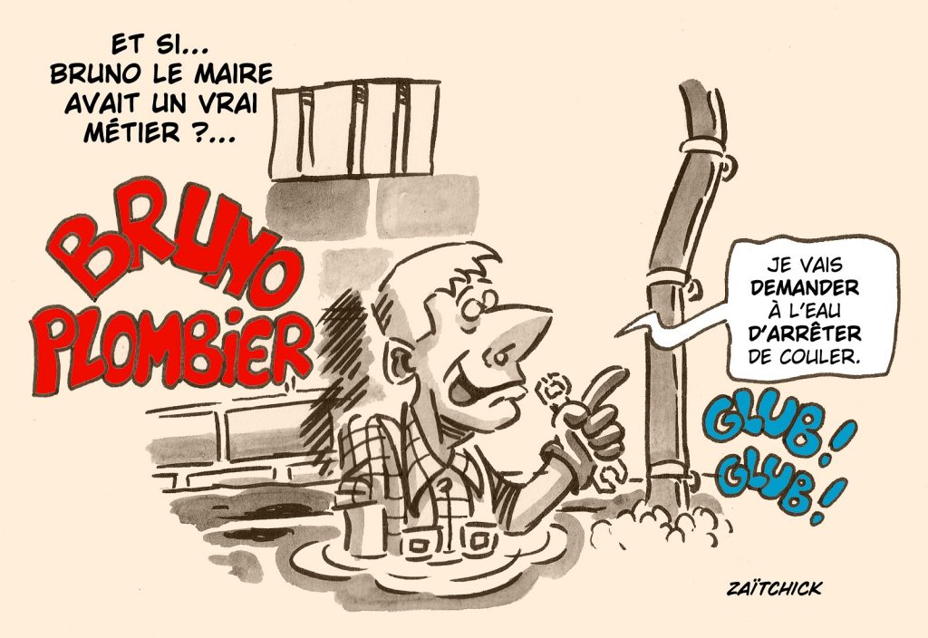 dessin presse humour Bruno Le Maire image drôle inflation plomberie