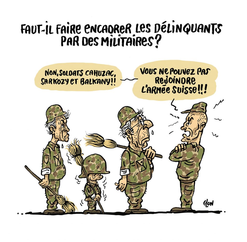 dessin presse humour encadrement image drôle délinquants militaires