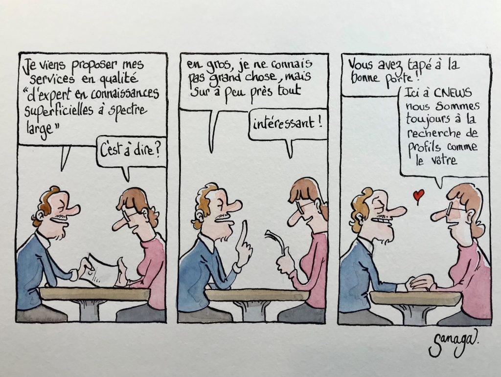 dessin presse humour médias CNews image drôle expertise superficialité