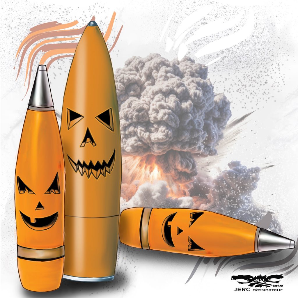 dessin presse humour Halloween Gaza image drôle bombardement Israélien en représailles