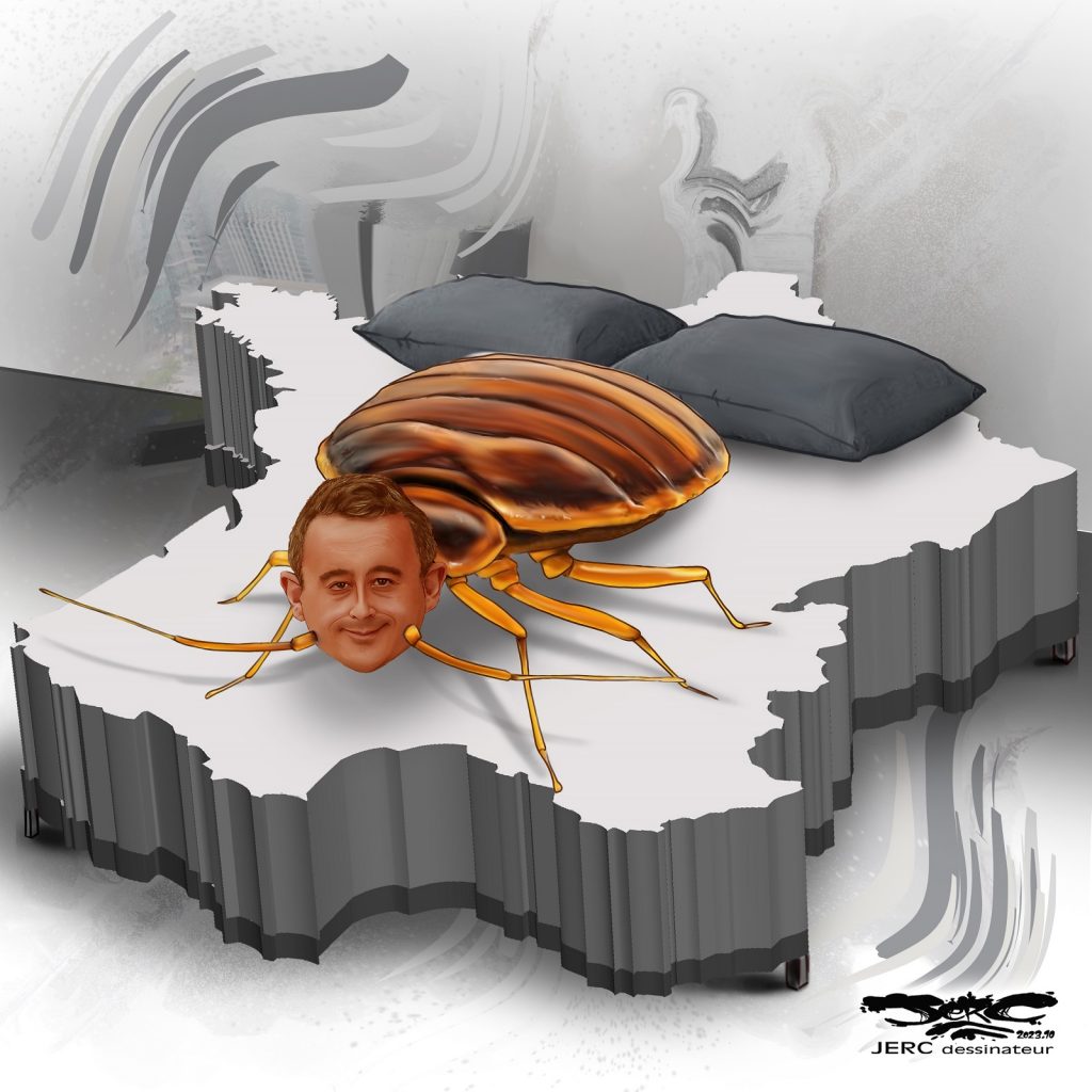 dessin presse humour Gérald Darmanin image drôle invasion punaises de lit