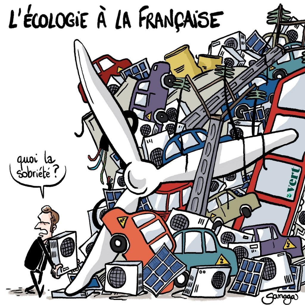 dessin presse humour Emmanuel Macron image drôle écologie sobriété