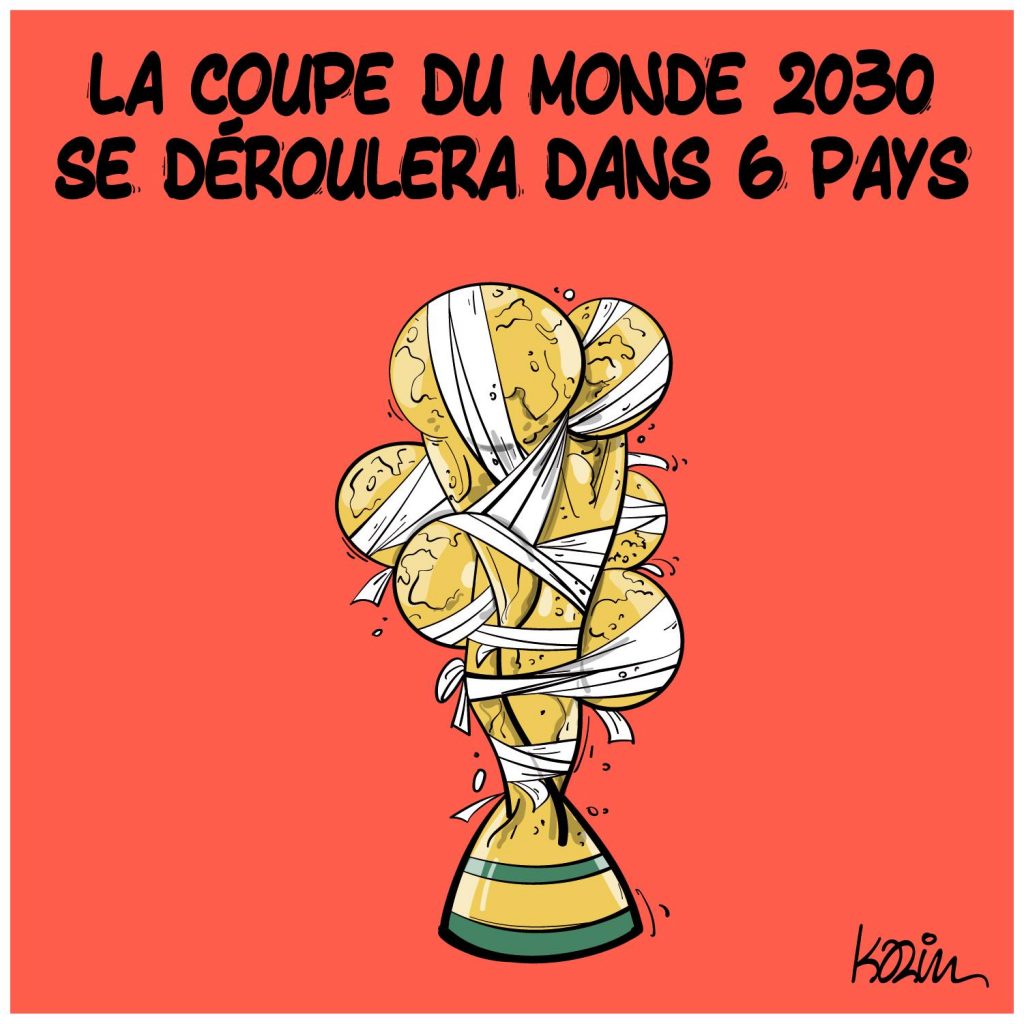 dessin presse humour Coupe du Monde 2030 image drôle organisation pays