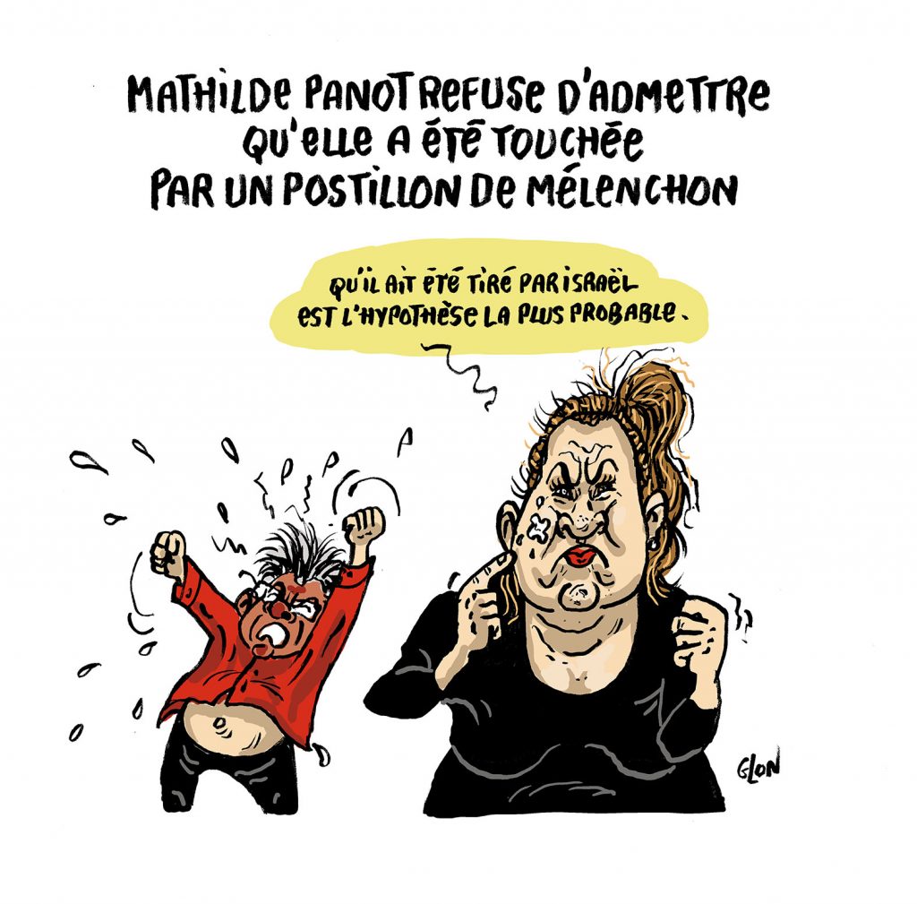 dessin presse humour Mathilde Panot image drôle frappe hôpital gaza