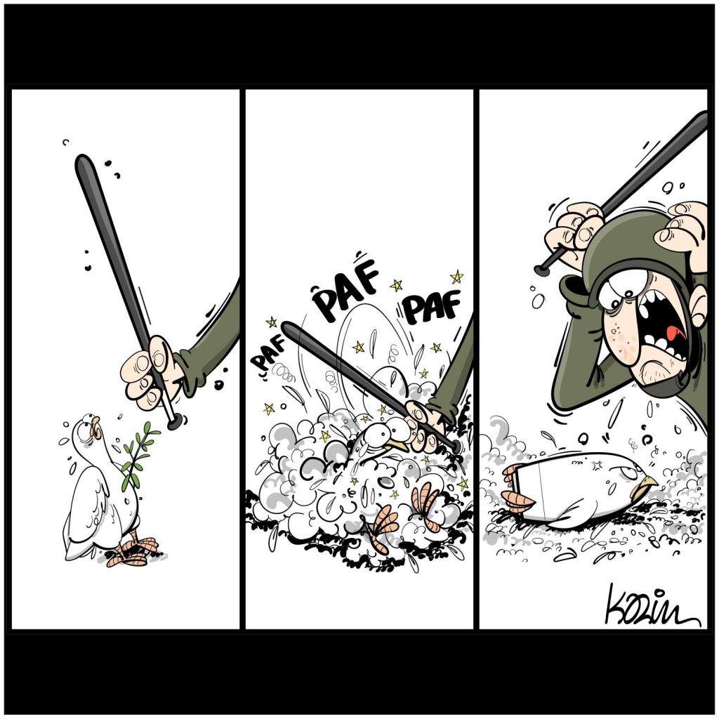 dessin presse humour attaque terroriste Hamas image drôle Israël paix colombe