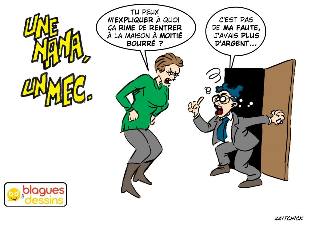 blague dessin humour mec nana homme femme alcoolisme