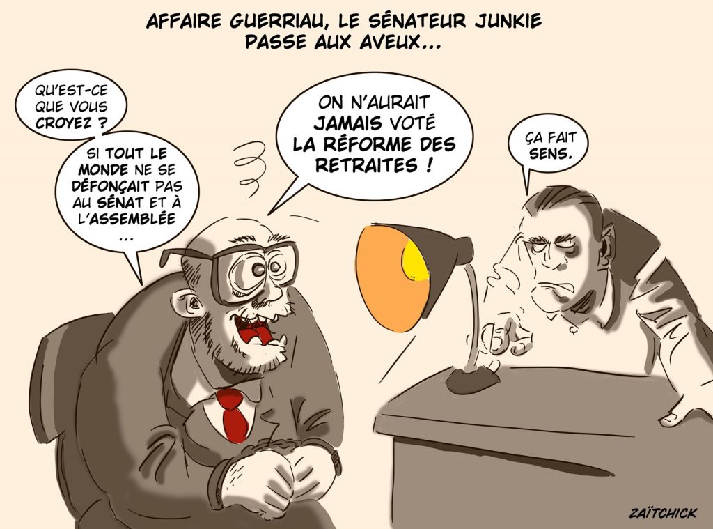 dessin presse humour Joël Guerriau image drôle sénateur drogué