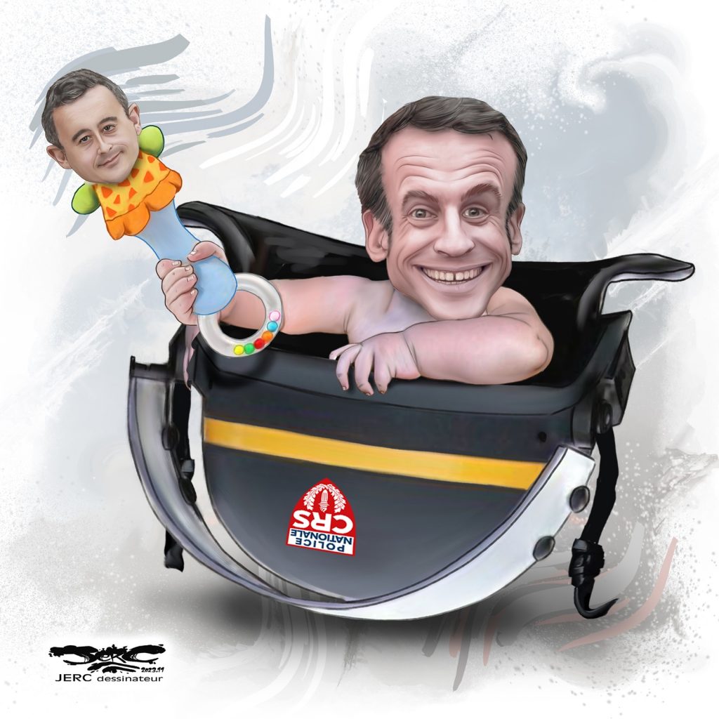 dessin presse humour Emmanuel Macron Gérald Darmanin image drôle fête des morts