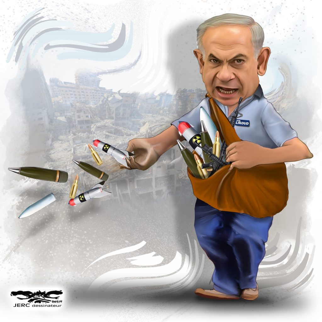 dessin presse humour Benyamin Netanyahou image drôle bombardement Israélien en représailles