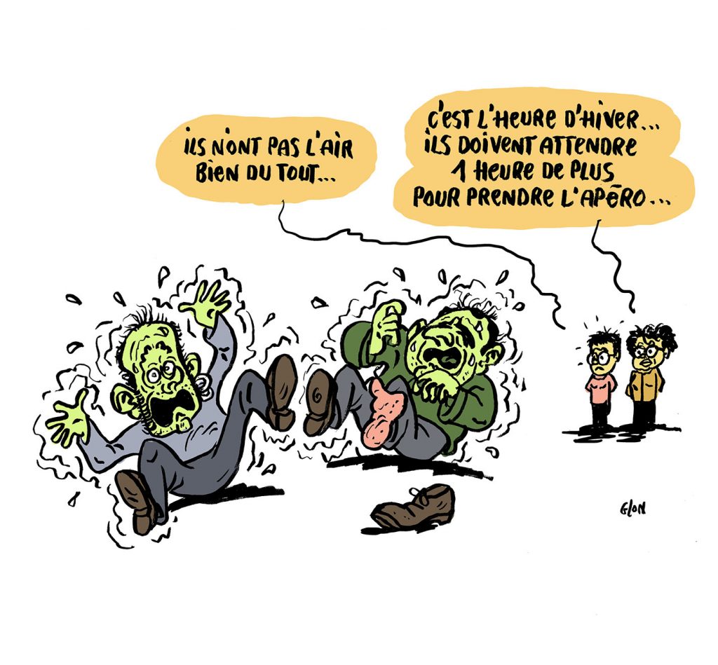 dessin presse humour apéritif Gers image drôle changement d’heure