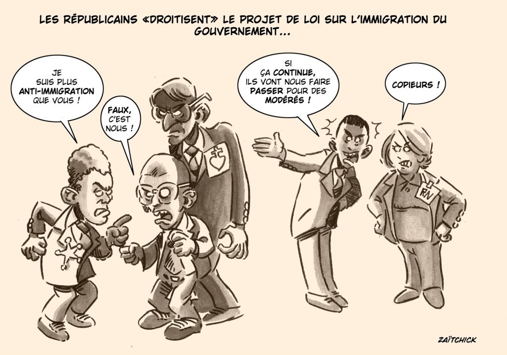 dessin presse humour droite image drôle loi immigration