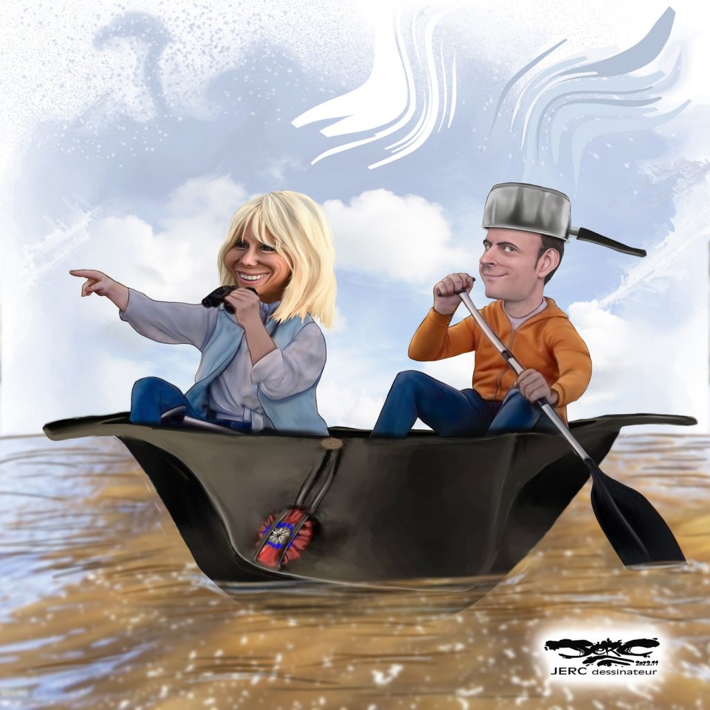 dessin presse humour Emmanuel Macron Brigitte Macron image drôle marche contre antisémitisme inondations Nord