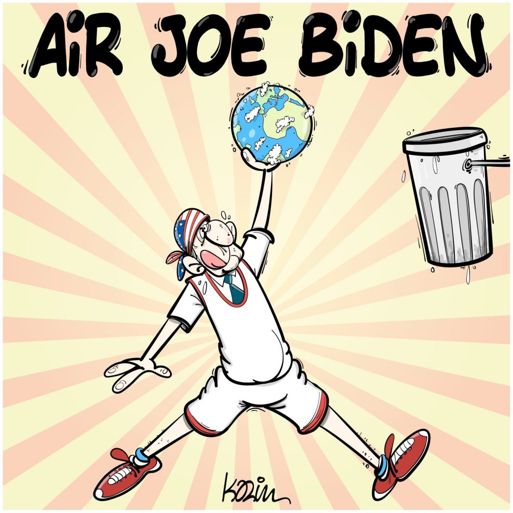 dessin presse humour bilan environnemental image drôle Joe Biden