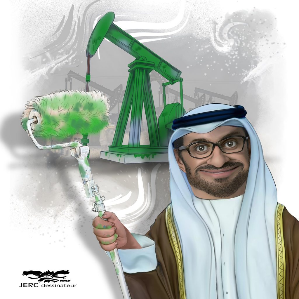 dessin presse humour écologie COP28 image drôle Dubaï Sultan al-Jaber