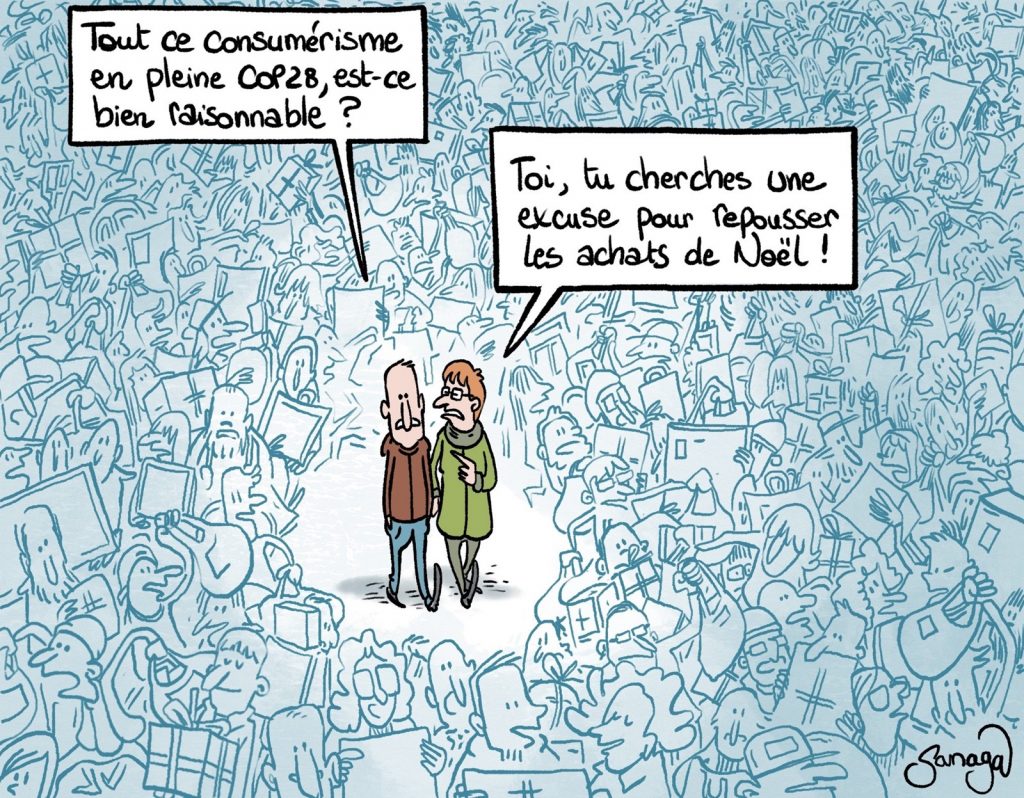 dessin presse humour COP28 image drôle consumérisme Noël