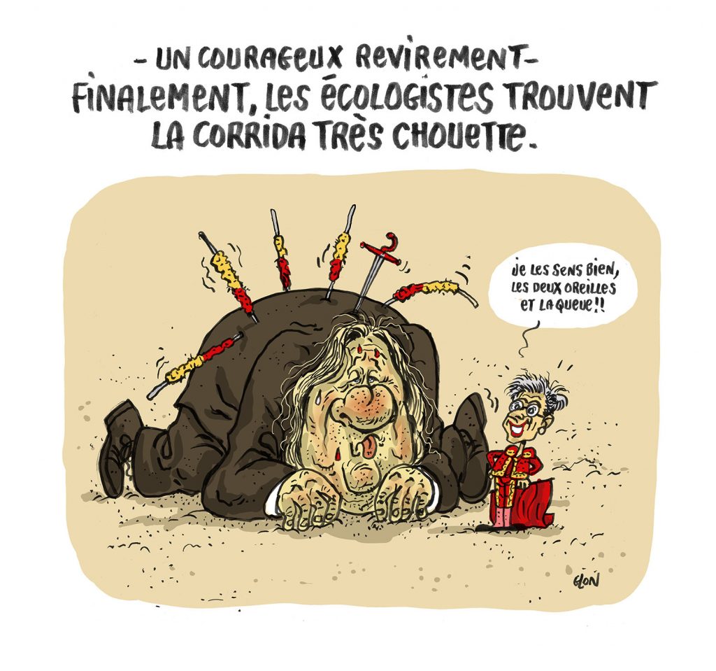 dessin presse humour complément d’enquête Gérard Depardieu image drôle corrida Sandrine Rousseau