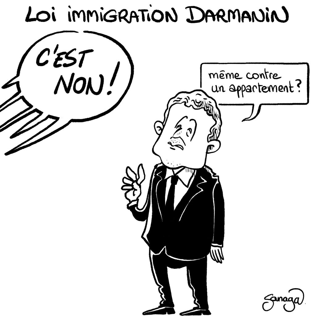 dessin presse humour Gérald Darmanin image drôle rejet projet loi immigration