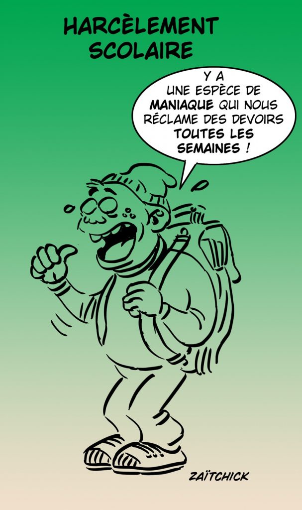 dessin presse humour harcèlement scolaire image drôle devoirs