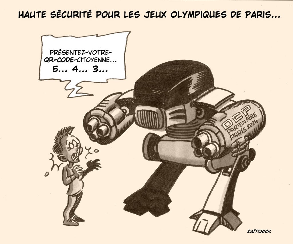 dessin presse humour QR codes sécurité image drôle Jeux Olympiques Paris