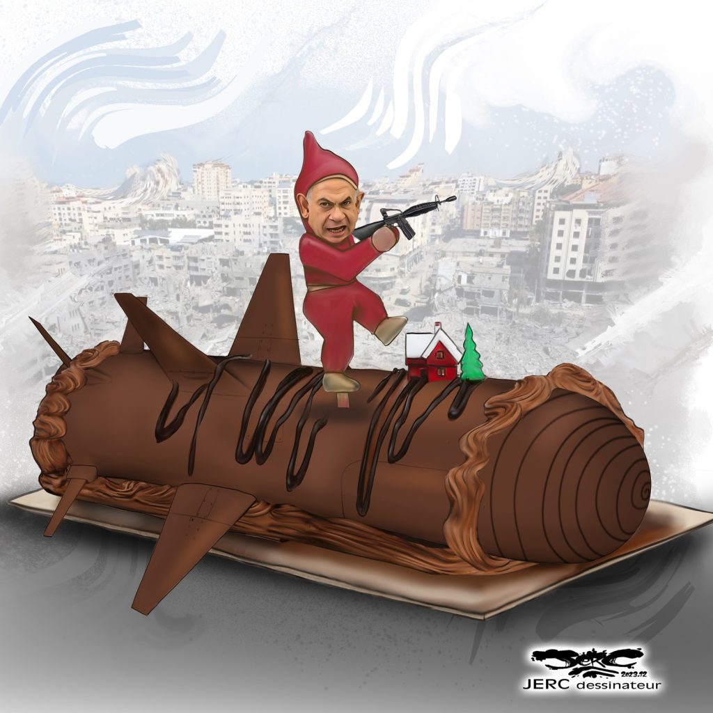 dessin presse humour Benyamin Netanyahou image drôle bombardement Israélien trêve