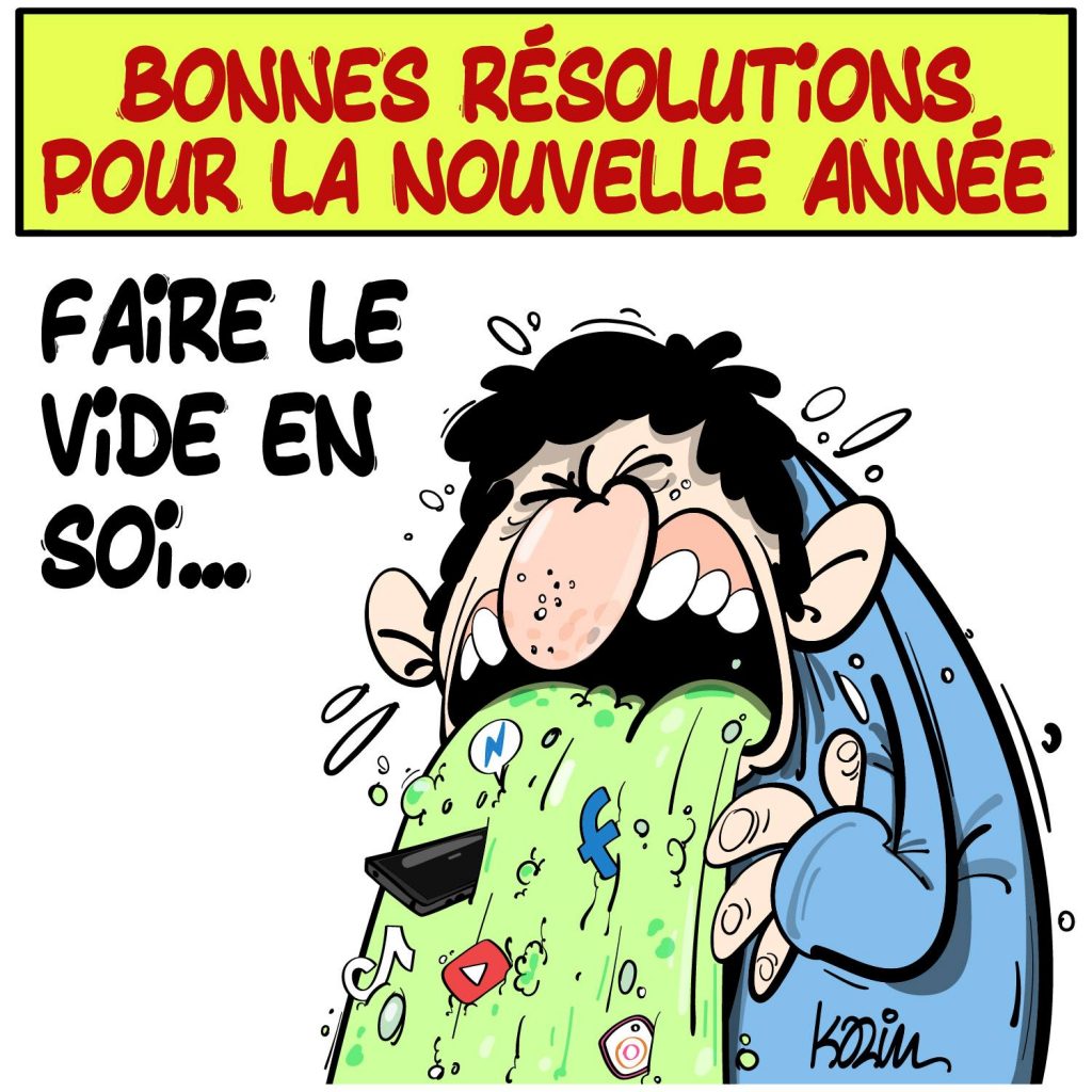 dessin presse humour résolutions nouvelle année image drôle réseaux sociaux