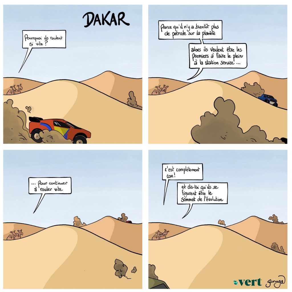 dessin presse humour fin pétrole image drôle Dakar 2024