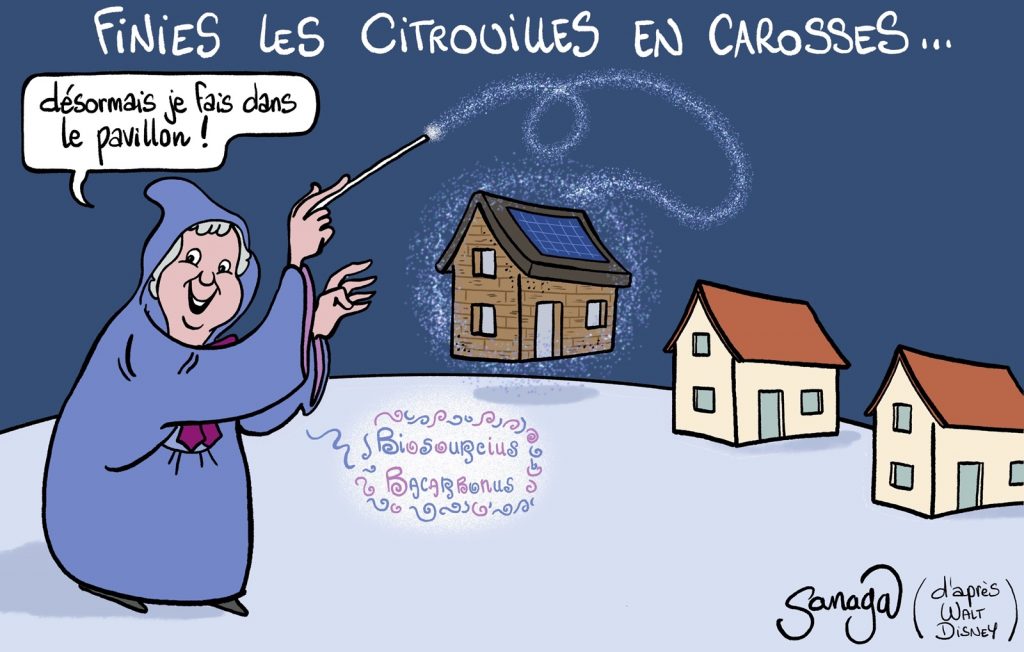 dessin presse humour écologie image drôle maison bas carbone