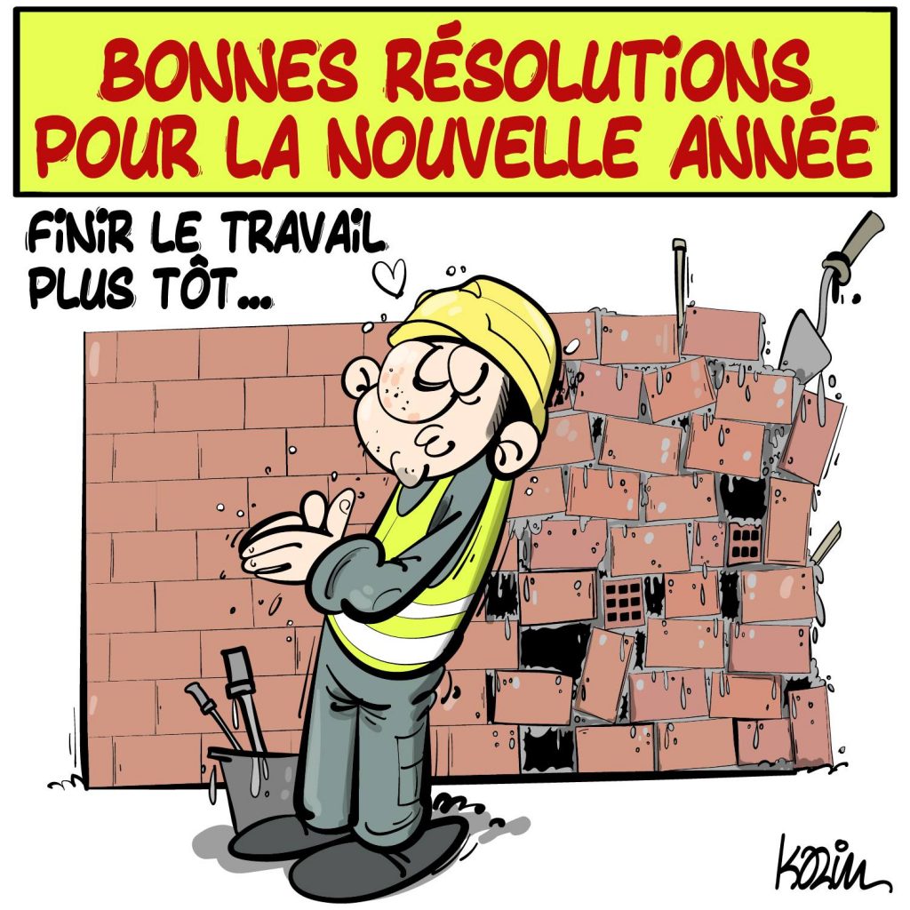 dessin presse humour résolutions nouvelle année image drôle travail bâclé