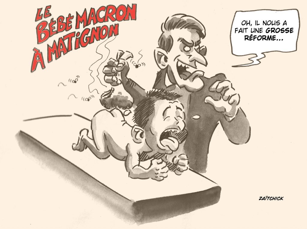 dessin presse humour nomination Gabriel Attal image drôle Emmanuel Macron réforme