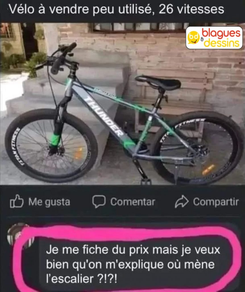 dessin humour petites annonces image drôle vélo escalier