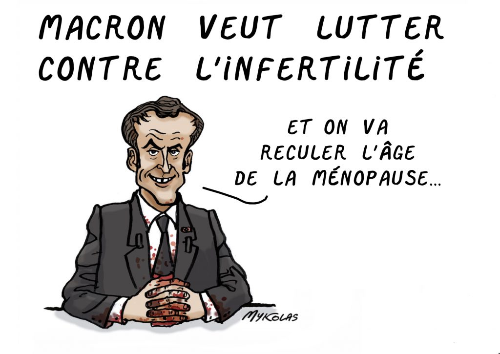 dessin presse humour Emmanuel Macron image drôle lutte infertilité