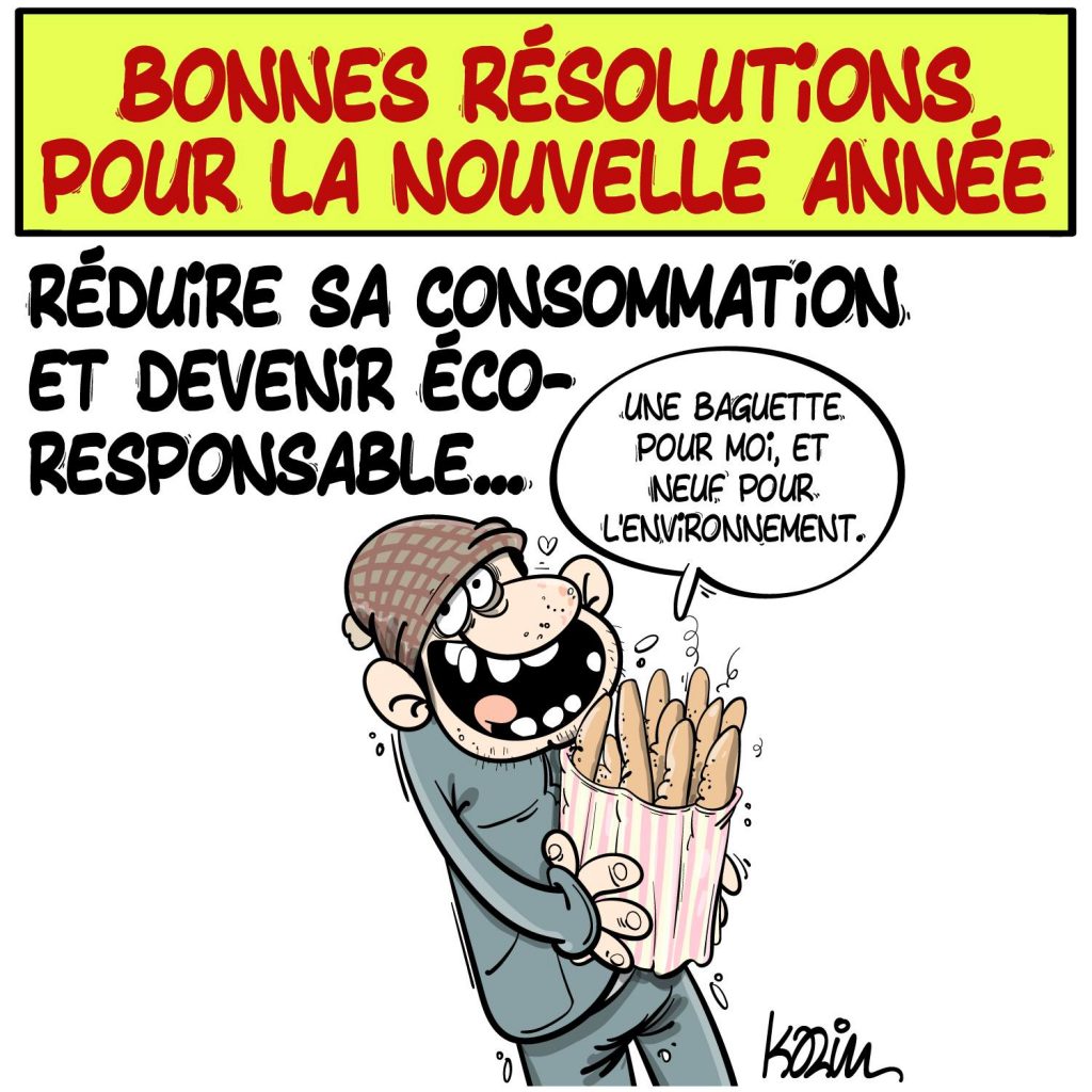 dessin presse humour résolutions nouvelle année image drôle consommation éco-responsabilité