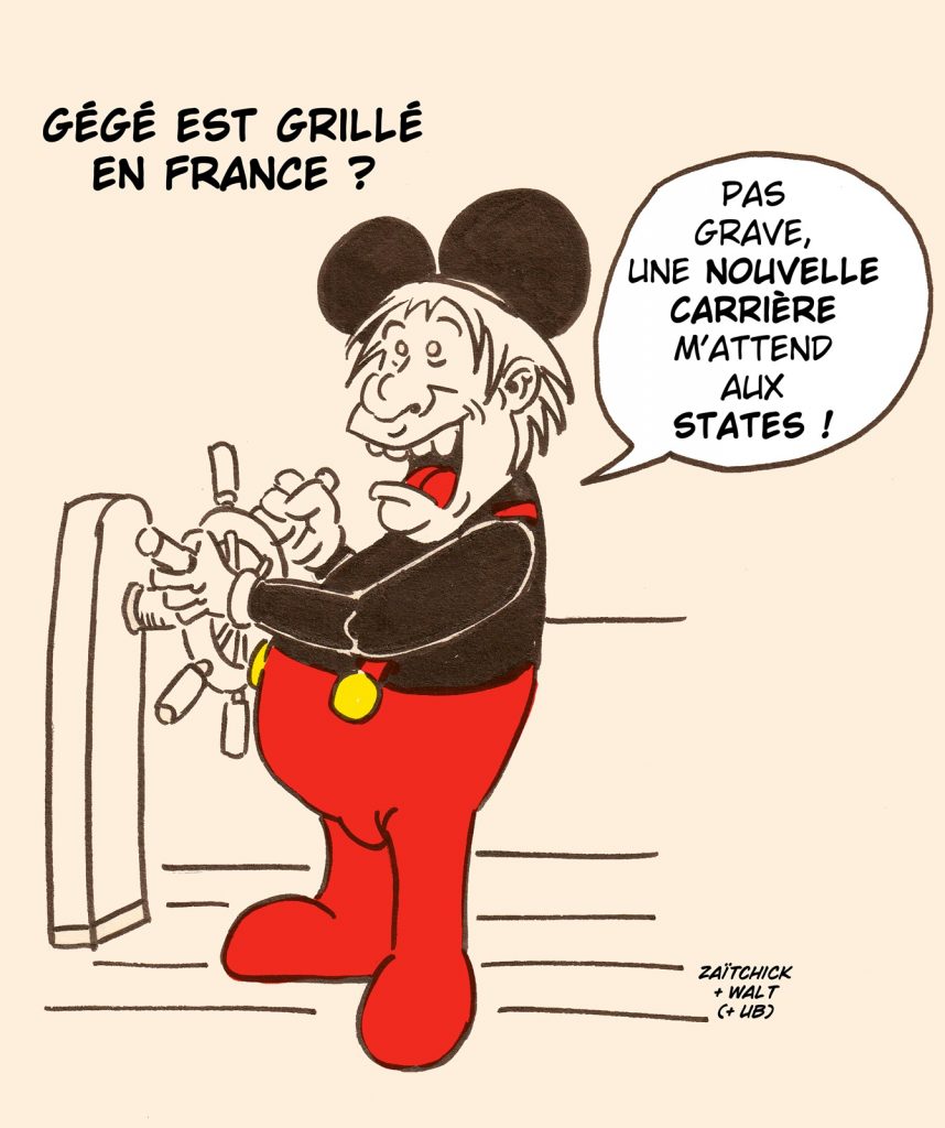 dessin presse humour Gérard Depardieu image drôle Steamboat Willie domaine public