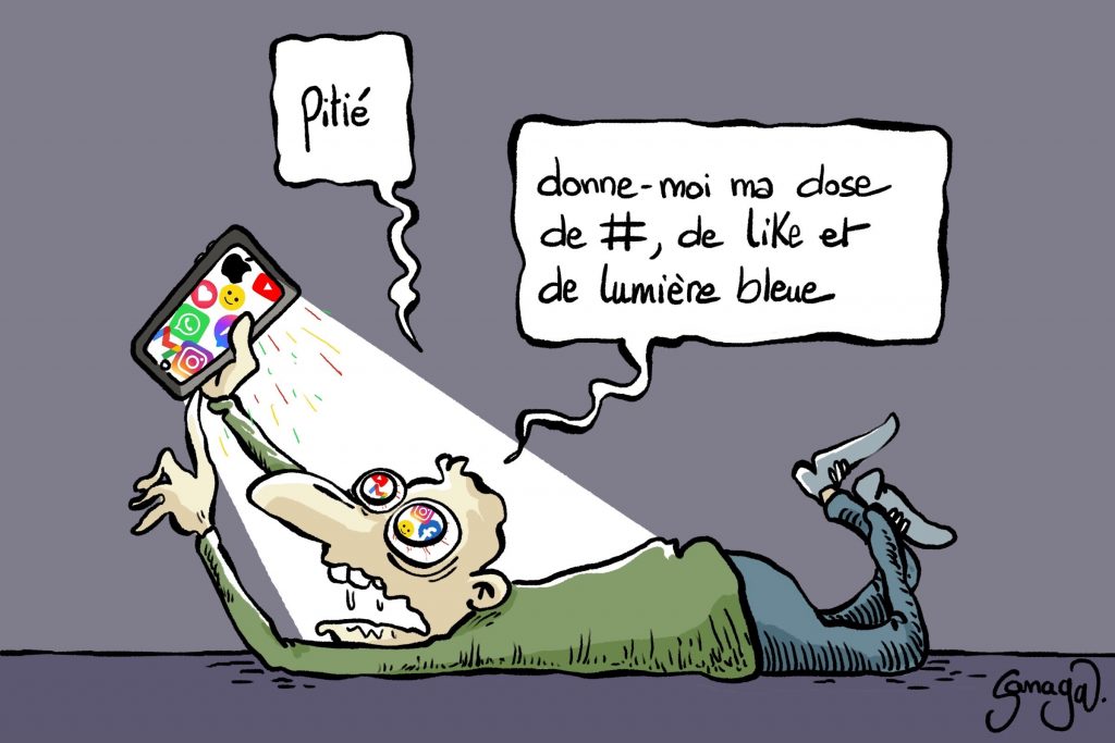 dessin presse humour vie ère numérique image drôle addiction réseaux sociaux écrans
